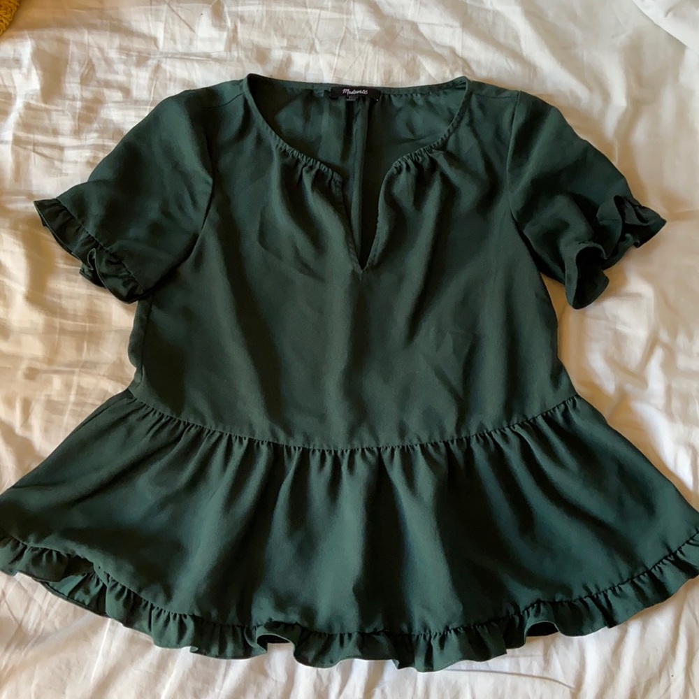 Green peplum blouse